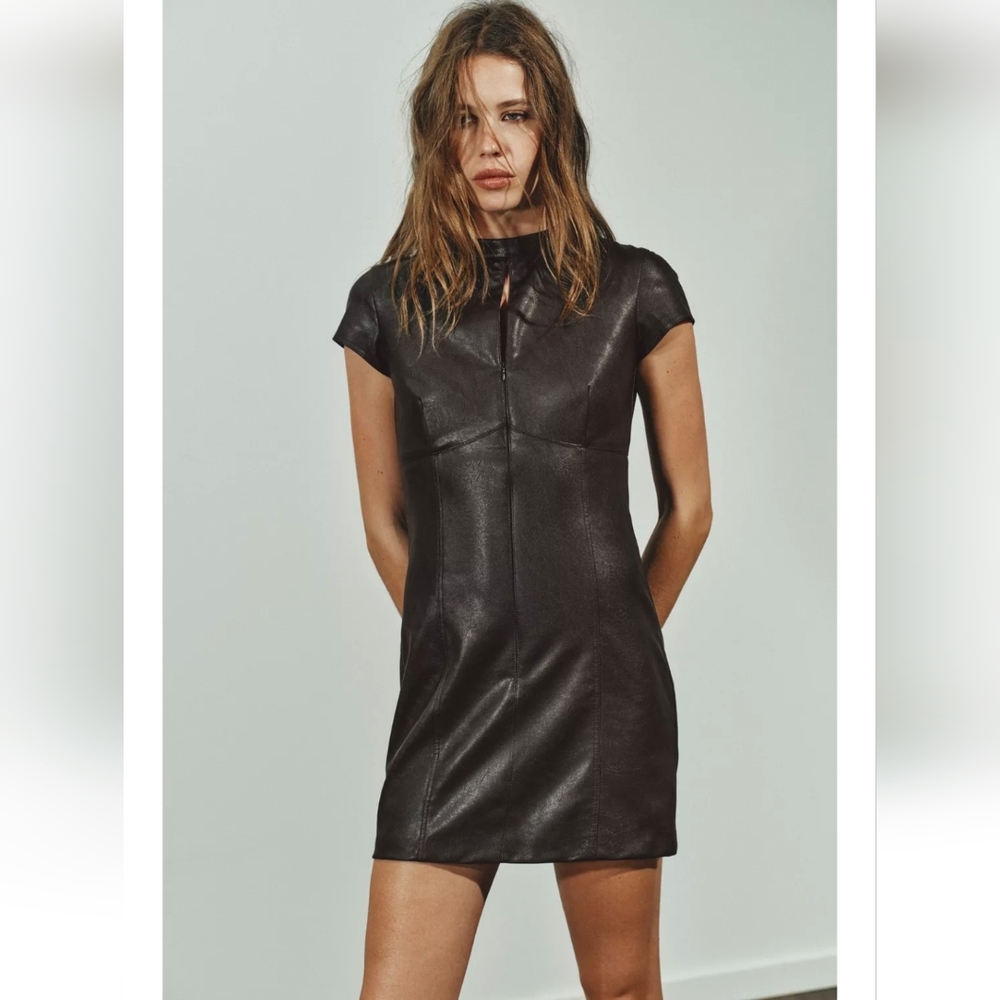 ZARA FAUX LEATHER MINI DRESS